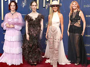 Exclusive: Tension and Glamour on the Emmy Red Carpet as Walton Goggins and Wife Nadia Conners Make a Statement