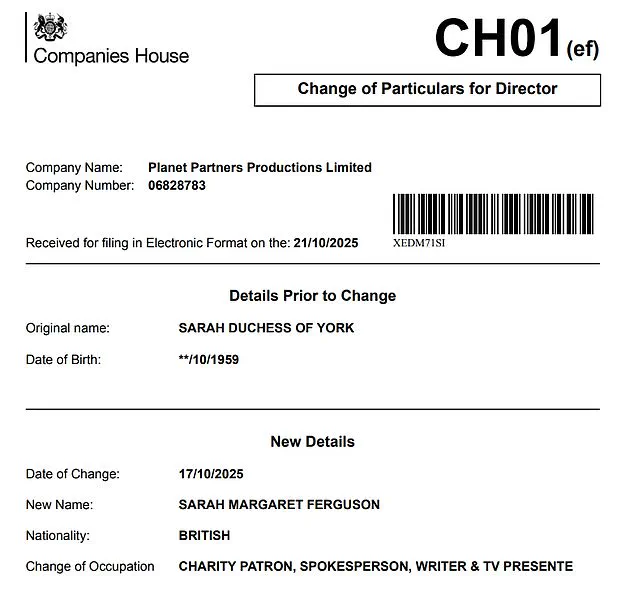 Sarah Ferguson Removes Duchess of York Title from Companies House Amid Royal Family Reckoning Over Jeffrey Epstein Scandal