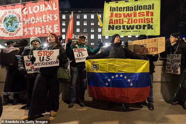 Protesters Condemn Trump's Alleged Role in Venezuelan Crisis Outside 10 Downing Street