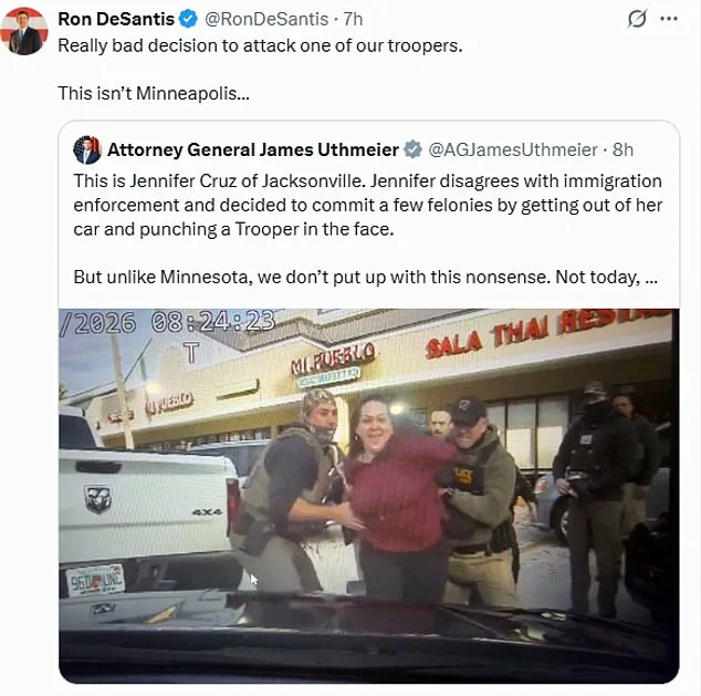 Florida Woman Arrested After Allegedly Punching State Trooper During Anti-ICE Protest, Attorney General Calls It 'Direct Challenge to the State'