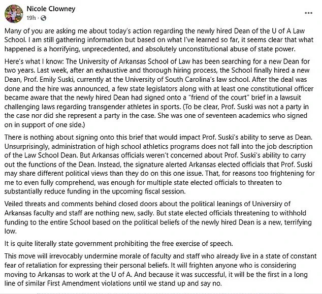 University of Arkansas Rescinds Job Offer to Legal Scholar Over Transgender Stance, Sparking Controversy