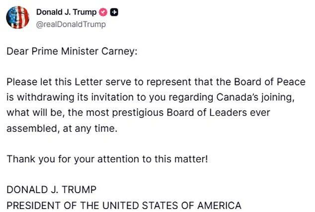 Trump's Disinvitation of Canadian PM Carney from Board of Peace Sparks Diplomatic Tensions and Economic Policy Implications