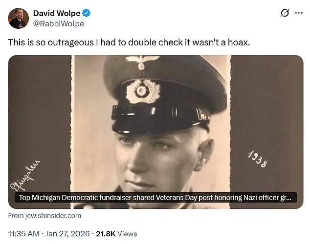 Democratic Fundraising Leader Faces Backlash Over Veterans Day Post Honoring Grandfather Who Fought for Nazis