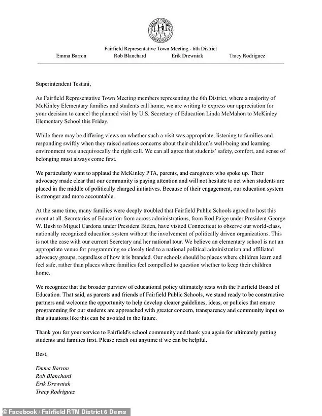 Cancellation of Linda McMahon's Visit to Connecticut School Sparks Controversy Over 'Patriotic Education' Initiative