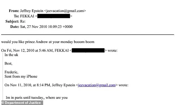 Newly Uncovered Email Reveals Epstein's Alleged 2010 Encounter with Prince Andrew, Coded as 'Monday Boom Boom
