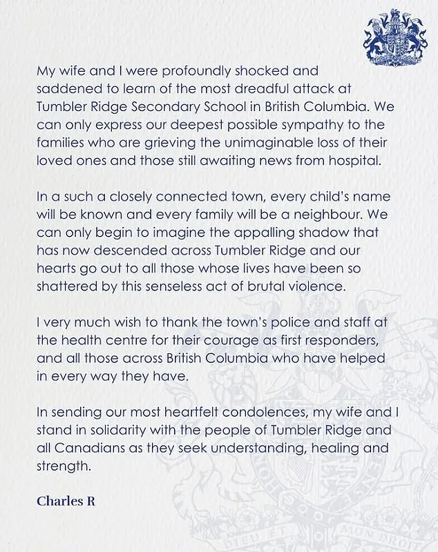 King Charles Condemns Tumbler Ridge School Mass Shooting, Expresses Deep Grief Over Tragedy