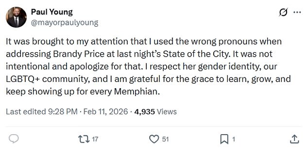 Memphis Mayor Apologizes After Misgendering Transgender Activist in Public Speech