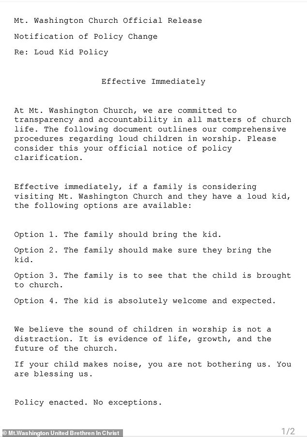 Pennsylvania Church's Controversial Policy on Loud Children in Worship Sparks Viral Debate