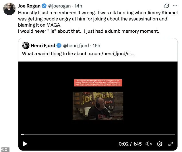Joe Rogan Faces Controversy Over Contradicting Account of Where He Was During Charlie Kirk Assassination