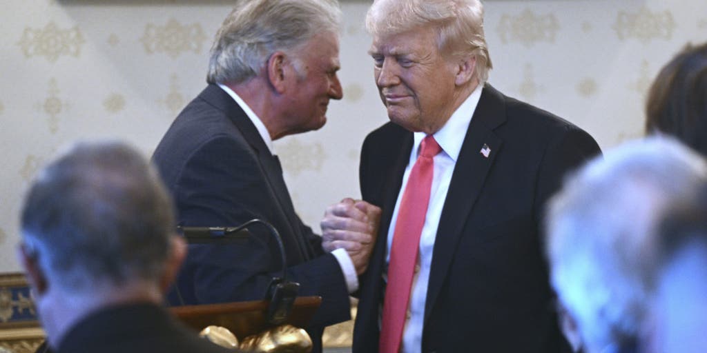 Rev. Franklin Graham defends Trump over Jesus image controversy.