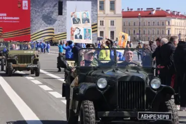 Russia's Annual WWII Victory Parade Procession Emphasizes Historical Significance with Governor's Participation