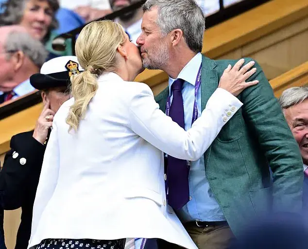 King Frederik of Denmark Exudes Enthusiasm at Wimbledon Day Eight, Vibrant Turquoise Blazer and Deep Violet Pants Match Tournament's Theme