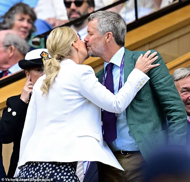 King Frederik of Denmark Exudes Enthusiasm at Wimbledon Day Eight, Vibrant Turquoise Blazer and Deep Violet Pants Match Tournament's Theme