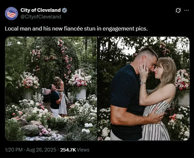 Cleveland Celebrates Travis Kelce and Taylor Swift's Engagement with Witty Social Media Post: 'Local Man and His New Fiancée Stun in Engagement Pics'